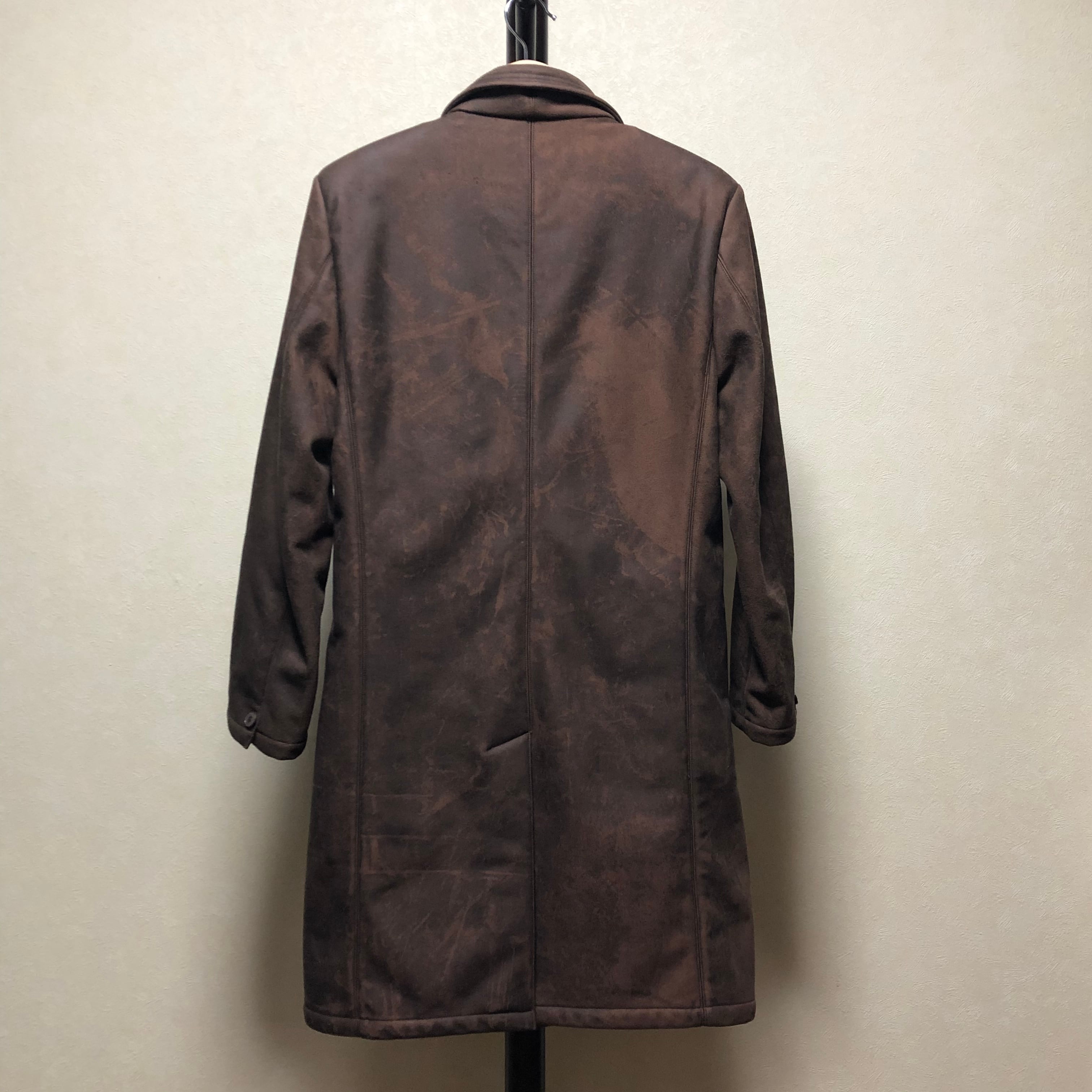 90-00s agnes b fake leather long coat / アニエスベー フェイクレザー ロングコート