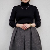 Pale Jute Tweed Skirt  BLACK