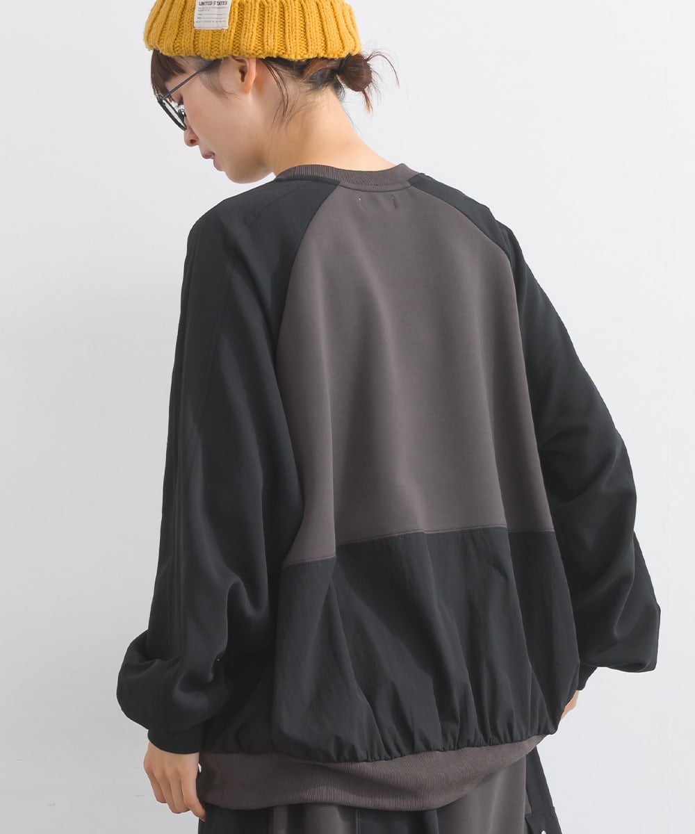 K53118 ポンチ異素材切替プルオーバー / Ponti Mixed-Fabric Pullover