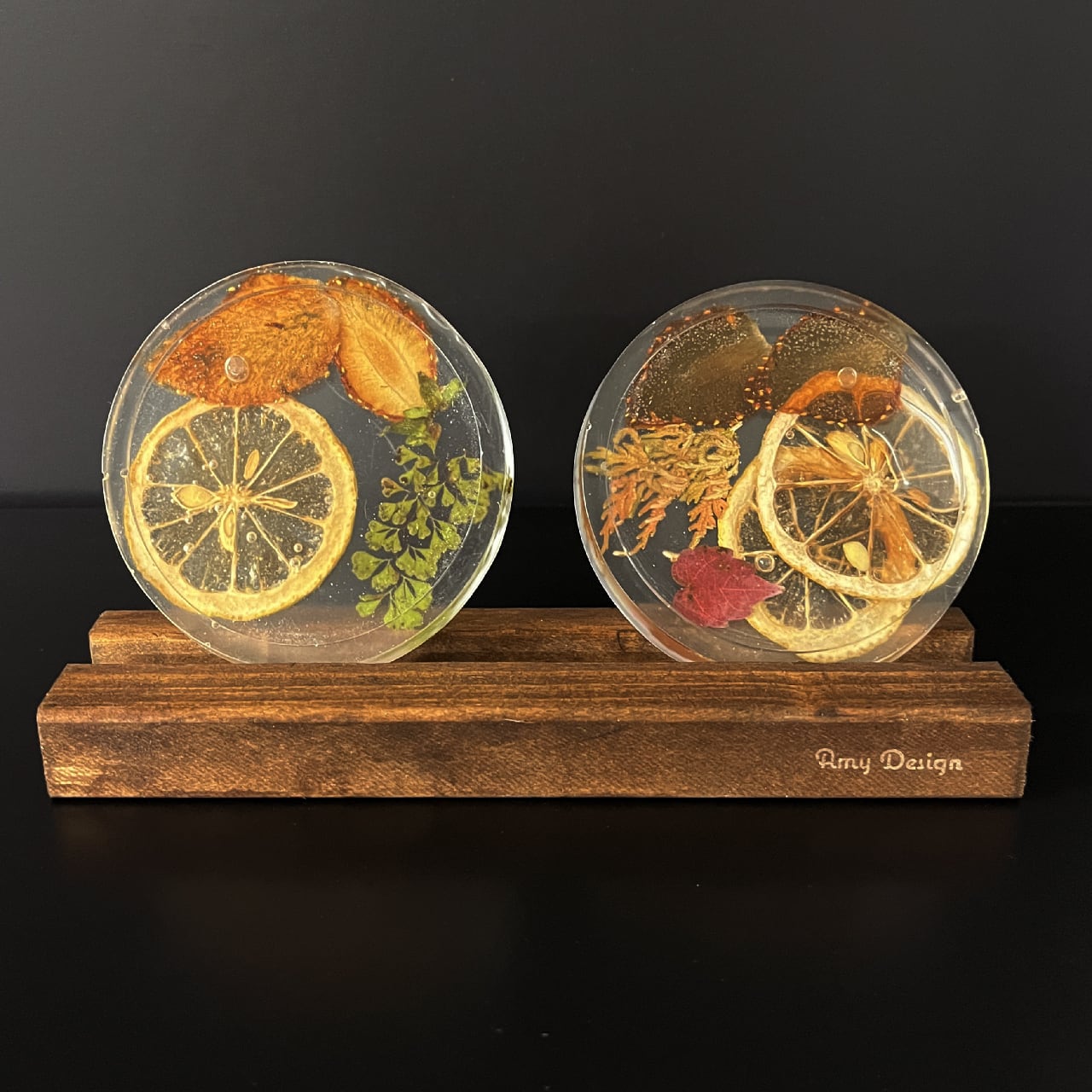 sepia colorレジンコースター(2枚セット) C_002 | Amy DECO interior