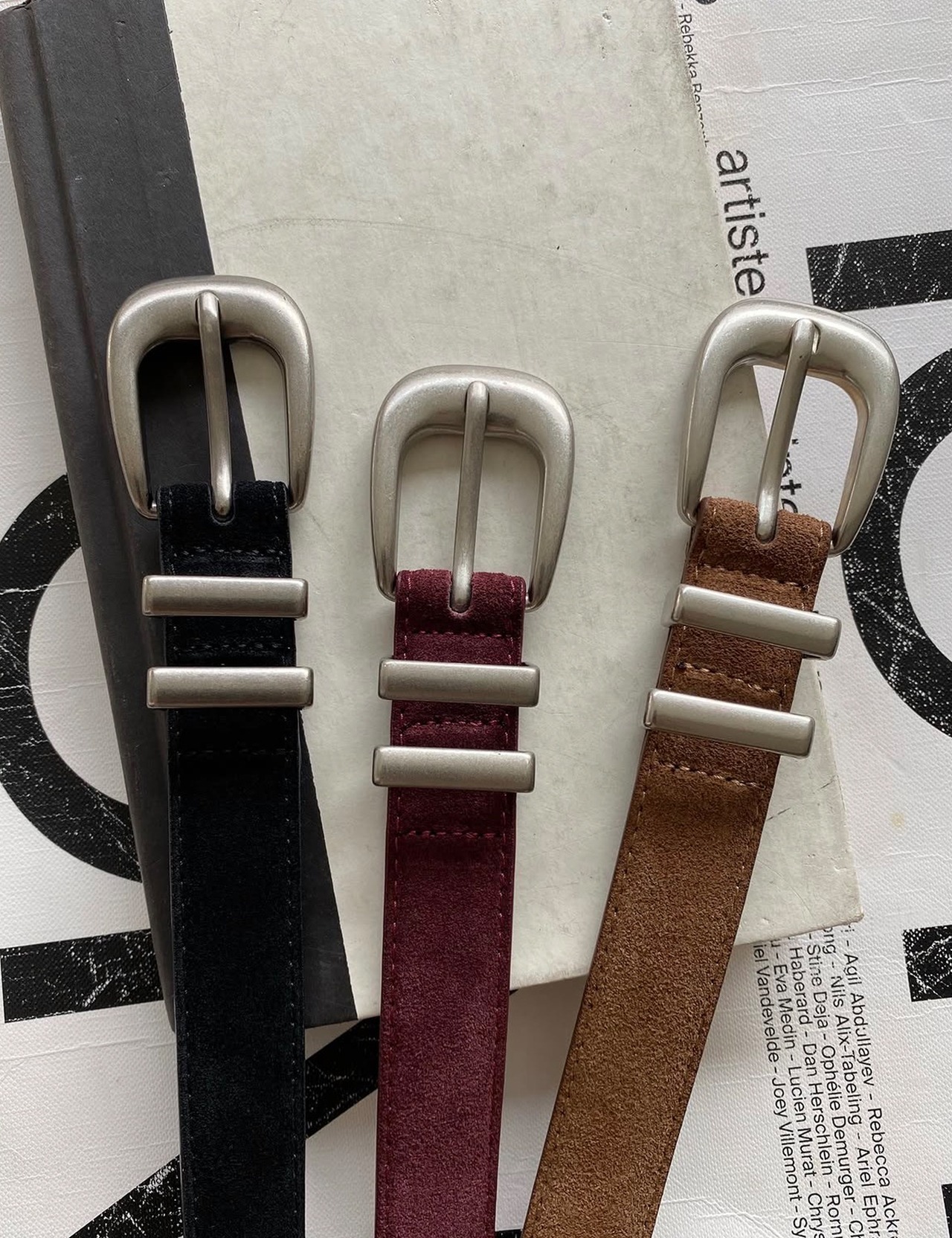 【新作5％OFF・3日間】牛革100％・Real Suede Belt_3colors