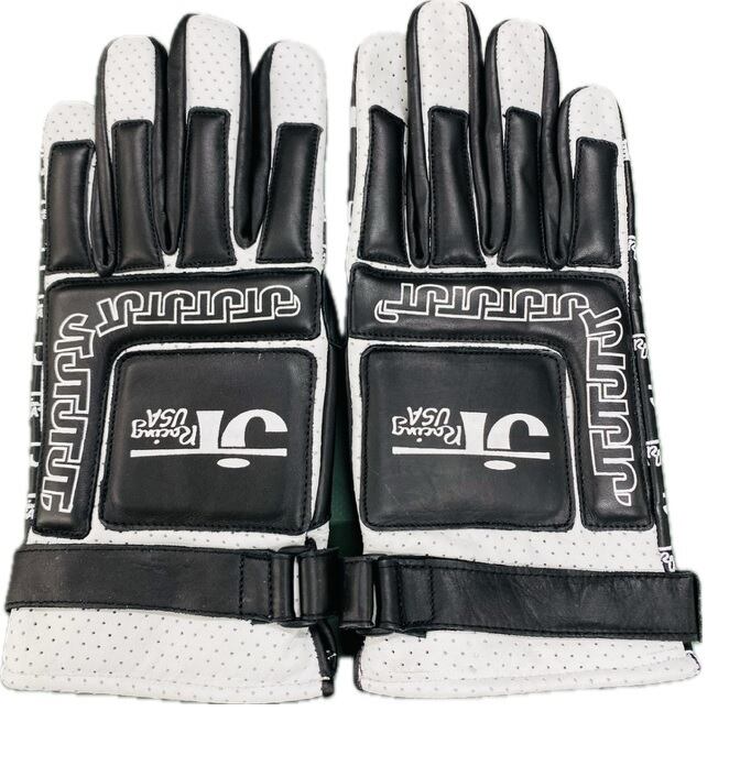 JT RACING レザーグローブ サイズL 黒x白 ☆ JTレーシング
