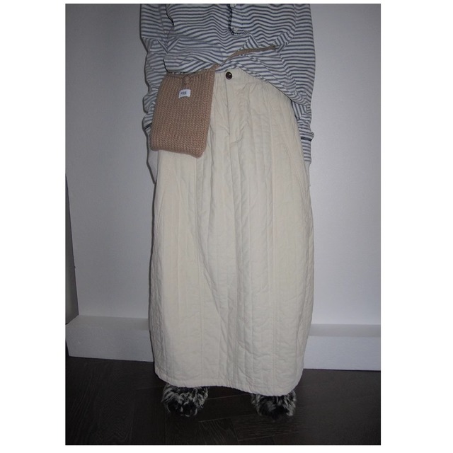 thick quilted A-line skirt 〈sk101754〉