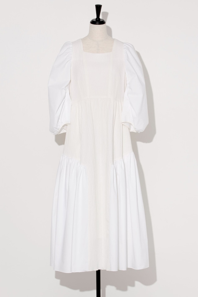 Bumpy Gather Dress Ⅱ　WHITE