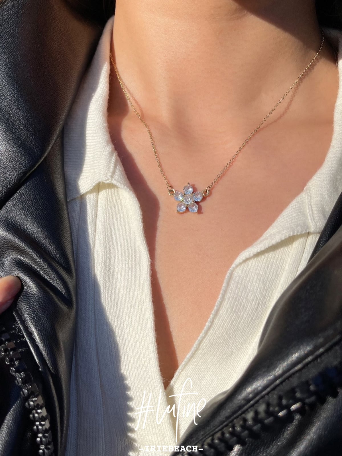 ネックレス IRIEBEACH プラチナ lufineCrystal necklace フィガロ K18 