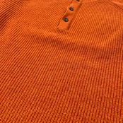J.PRESS ジェイプレス ボタンモック & ハーフジップ 畦編み ウールニットセーター サイズ L /オレンジ系/メンズ