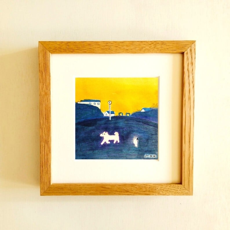 プルメリア 原画 ※木製額縁入り(2Lサイズ）花の絵・イラスト
