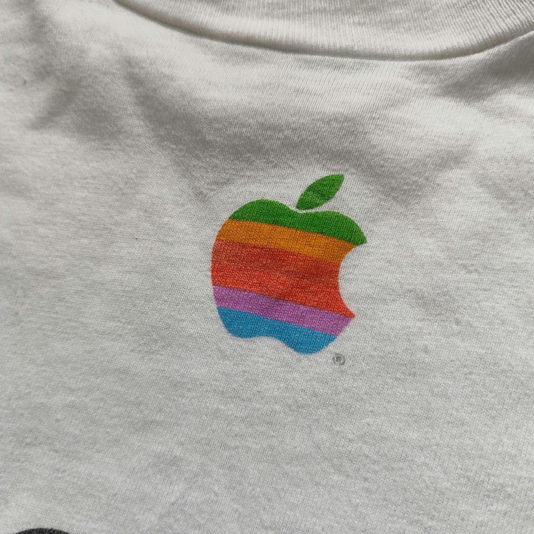 Apple スペルロゴ Tシャツ レインボー シングル 白 L 90s 企業-