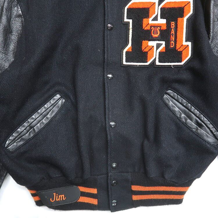 古着 ～90年代 USA製 DeLONG デロング ウール レザー 刺繍 スタジャン