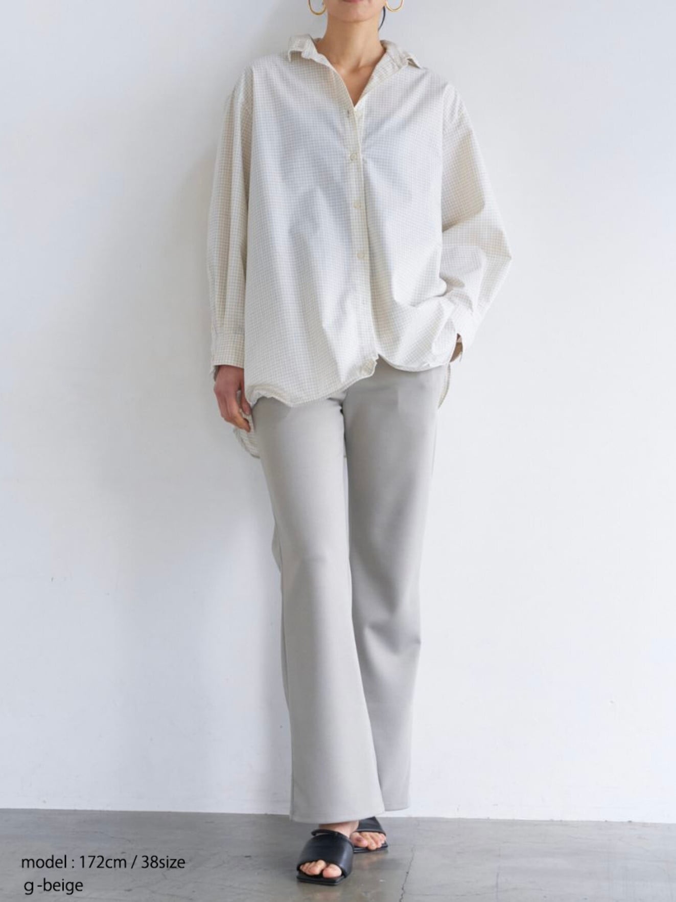 W JERSEY FLARE PT|グレーベージュ|YENN