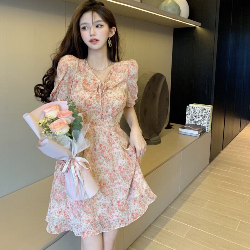 フローラルスカート サマースタイルハイウェストドレス 大人ガーリー スウィート キュート カジュアル 夏物 花柄 ガールズファッション56211590307