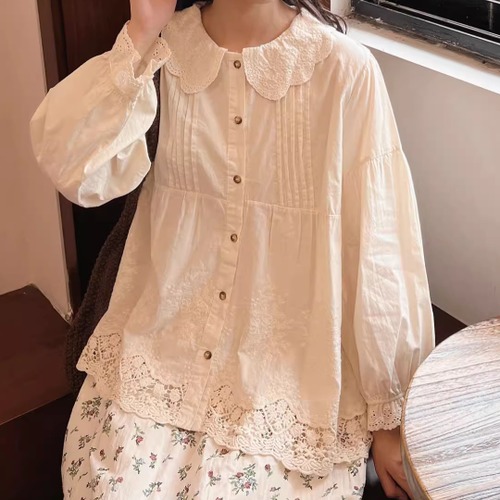 スカラップカラーピンタックブラウス ・8539