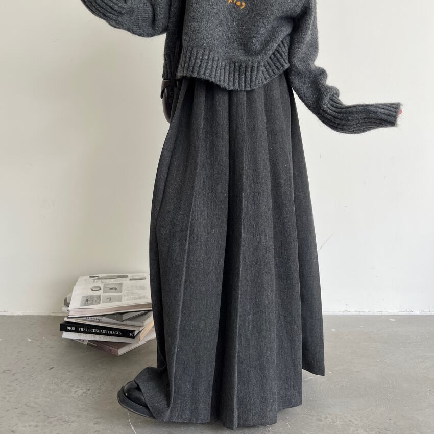 pleated long skirt J00147