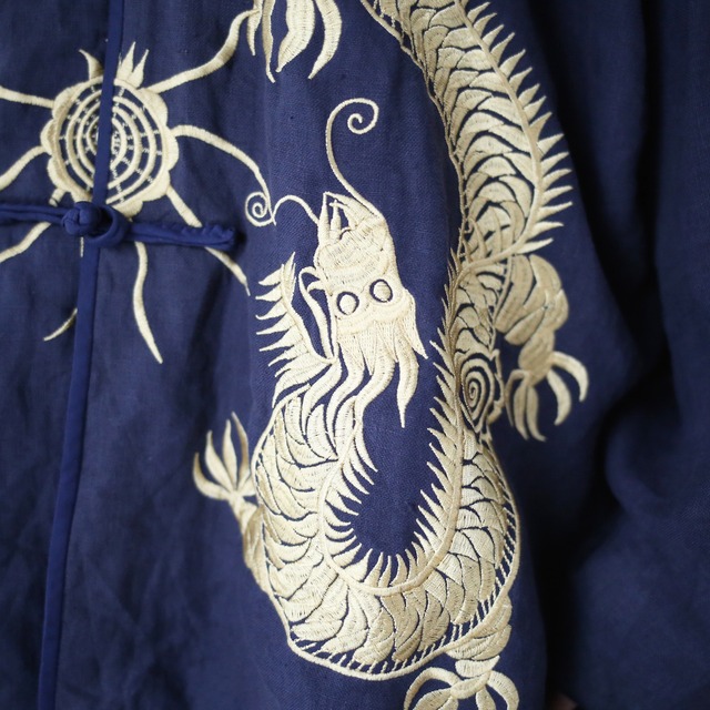 "刺繍×龍" loose silhouette special china shirt