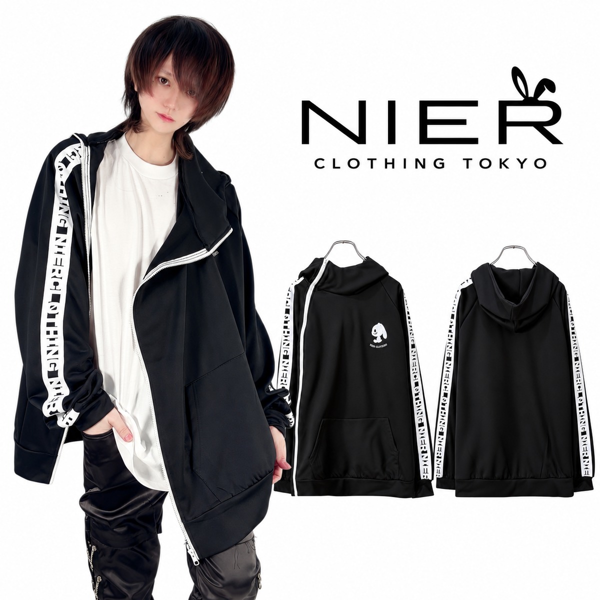 ASYMMETRY ZIP BLACK OUTER | NIER CLOTHING