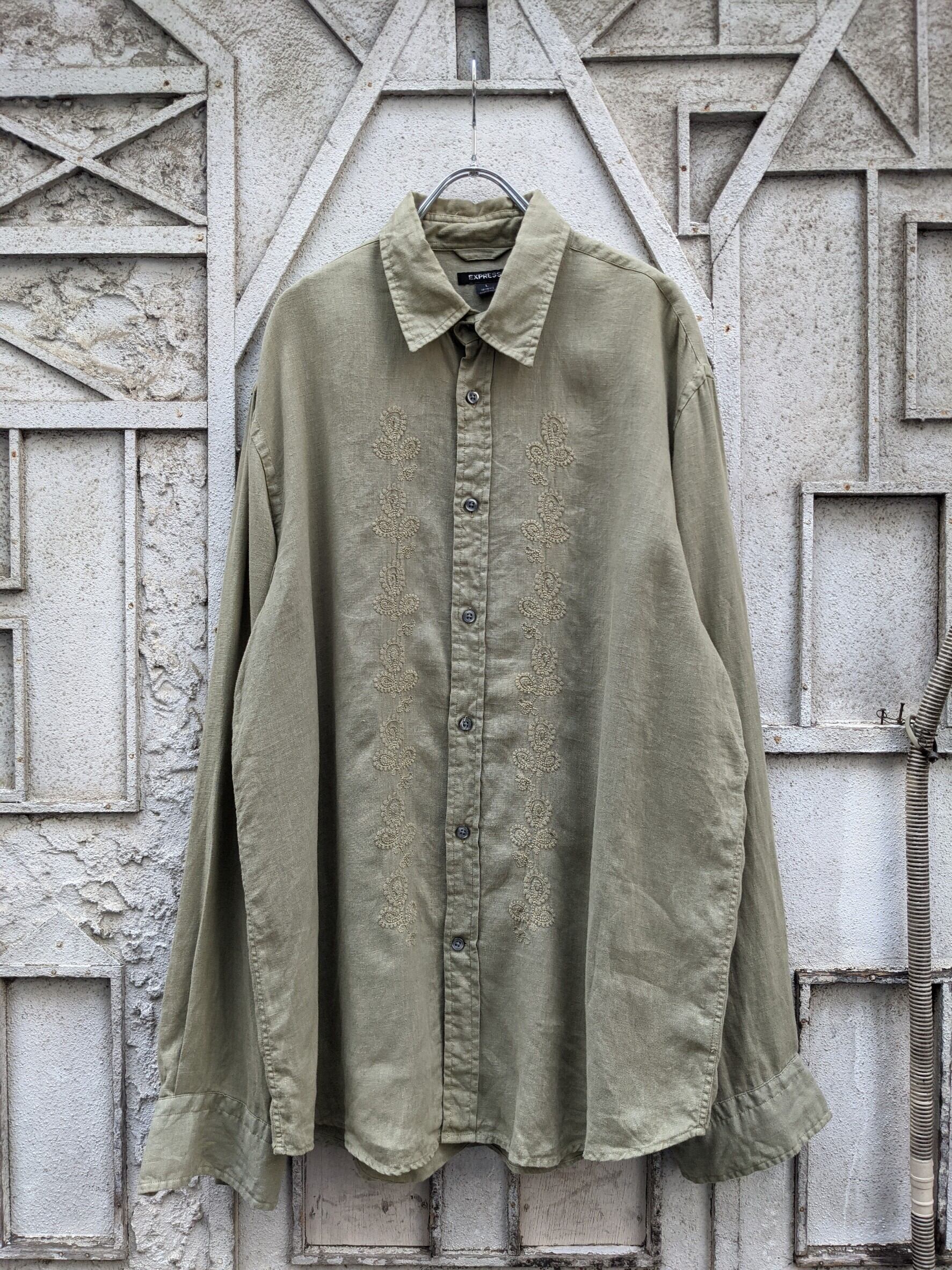 "FRONT EMBROIDERY" linen shirt