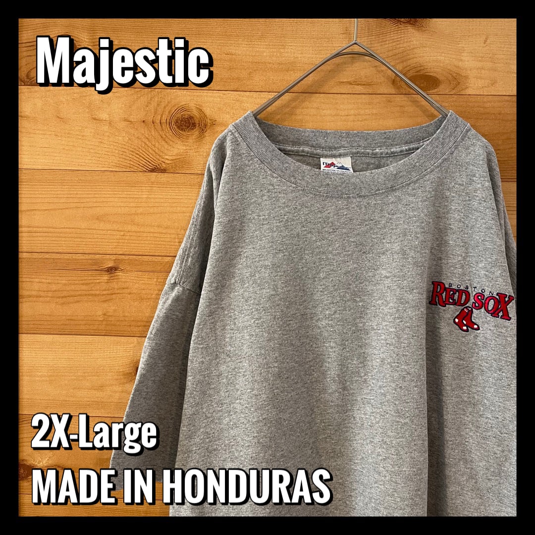 Majestic】MLB メジャーリーグ レッドソックス 半袖 Tシャツ 刺繍ロゴ