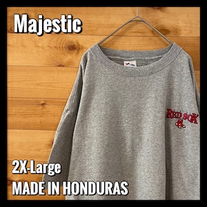 【Majestic】MLB メジャーリーグ レッドソックス 半袖 Tシャツ 刺繍ロゴ 2XL オーバーサイズ REDSOX US古着