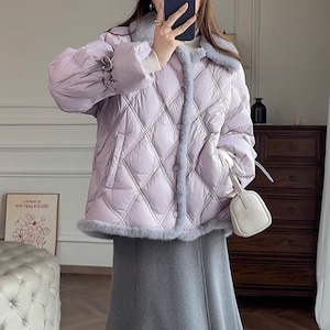 【送料無料】 キルティング ダウン ジャケット レディース 秋冬 韓国 ショート丈 アウター 防寒 保温 暖かい きれいめ 大人 かわいい カジュアル おしゃれ 通勤 通学 大人可愛い 大人女子
