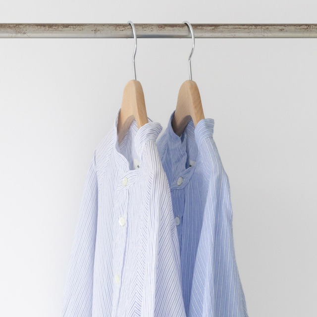 リネン RINEN 半袖ラグランスタンドカラーシャツボイルストライプ(R34303)全2色【レターパックプラス可】