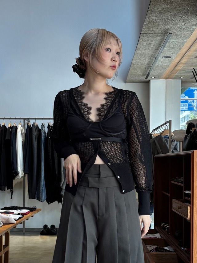 【26AW | WOMEN】PRANK PROJECT プランクプロジェクト / トップス / Deep Neck Lace Cardigan　31262365407