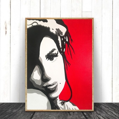 スーパースター  ドットアート (エイミー・ワインハウス/Amy Winehous) 90×70cm これ1枚でお洒落なお部屋/バリアート【バリ島直輸入】