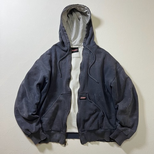 90s〜00s Dickies　鬼フェード　ダブルフェイス　裏サーマル　フルジップ　フーディー　ディッキーズ　ネイビー 古着