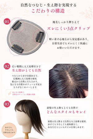 先行発売【リリー】05 前髪シースルー・部分ウィッグ・人毛