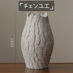 セラミック花瓶 チェンユエ 樹皮 テクスチャ ナチュラル 陶器 フラワーベース インテリア雑貨 オーガニック デザイン おしゃれ 北欧風 自然 装飾品 ホワイト