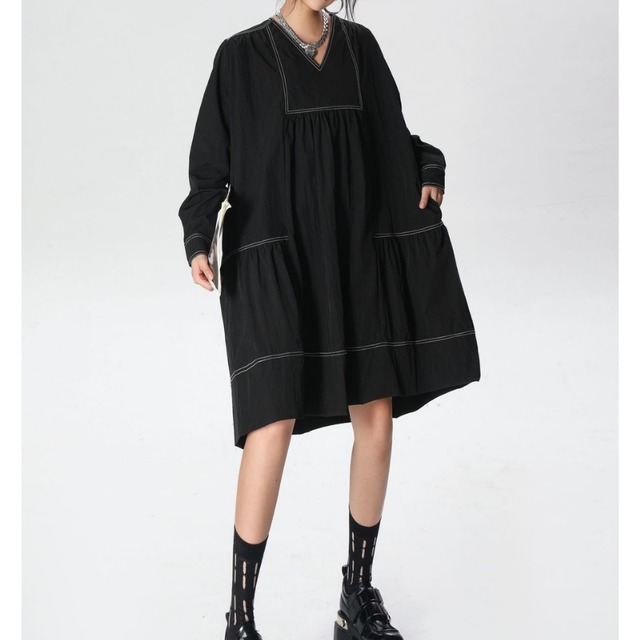 長袖 ティアード オーバーサイズ ミニワンピース 1color ON0970