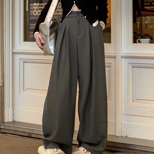 ハイウエストセンタープレスワイドパンツ    00018