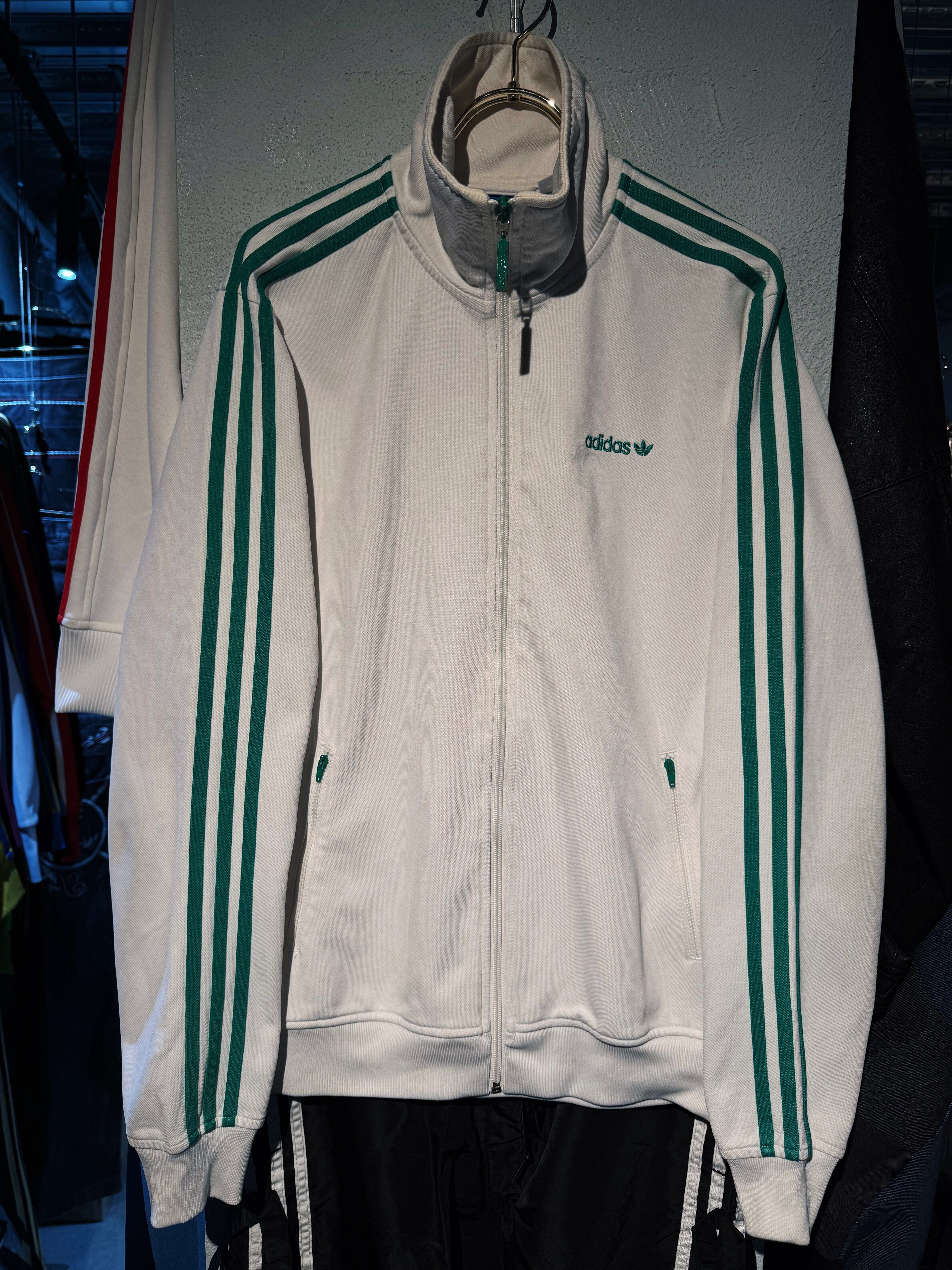 "ADIDAS Originals"white×green color switching design track jacket
