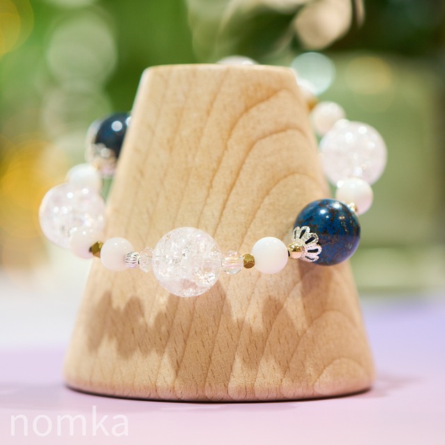 【ETERNAL STORY ／ 静寂の守護】クリソコラとマザーパールのジュエリー・ブレスレット(約15cm) nss26-0066