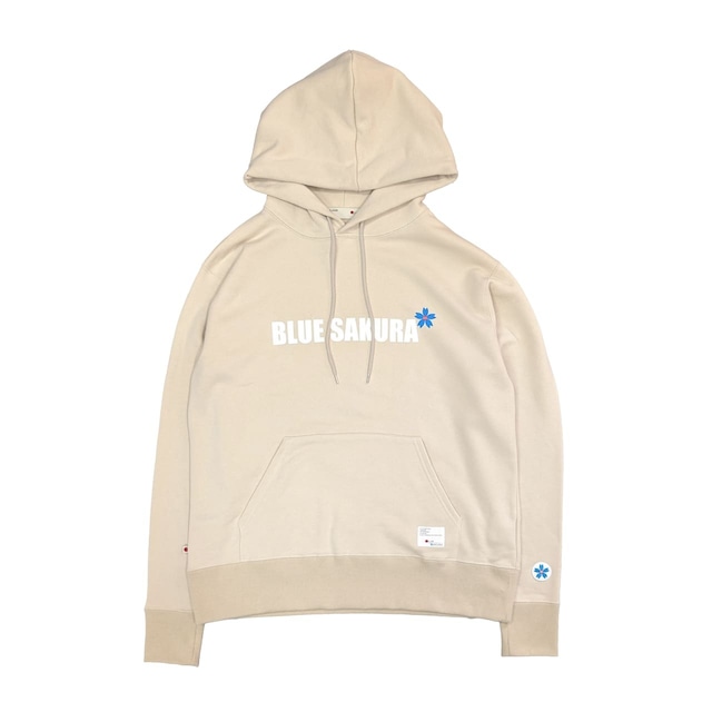 CLASSIC VINTAGE HOODIE "BLUE SAKURA LOGO" / BEIGE