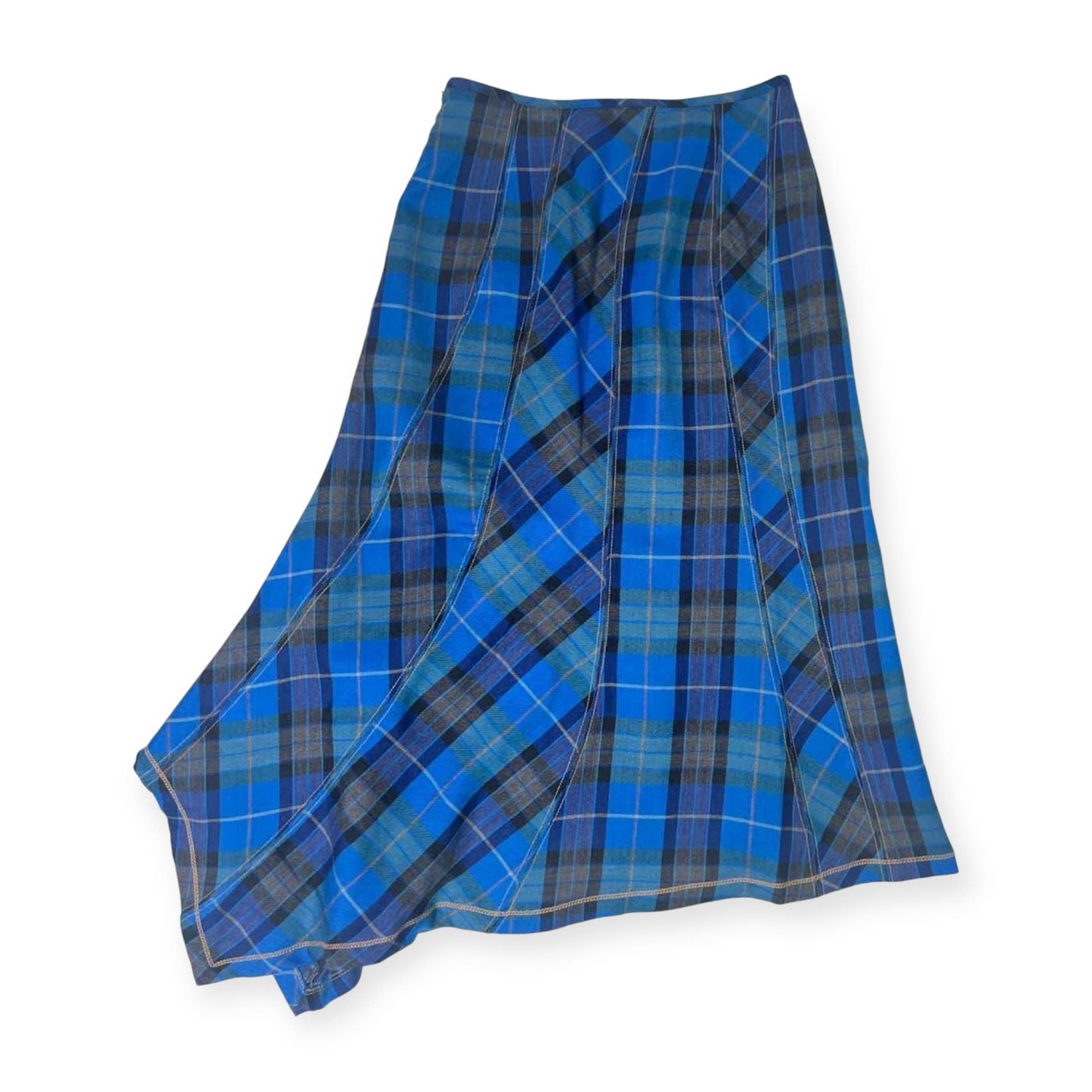 ADOLFOD OMINGUEZ アドルフォドミンゲス チェック アシンメトリー スカート38/ブルー系 レディース
