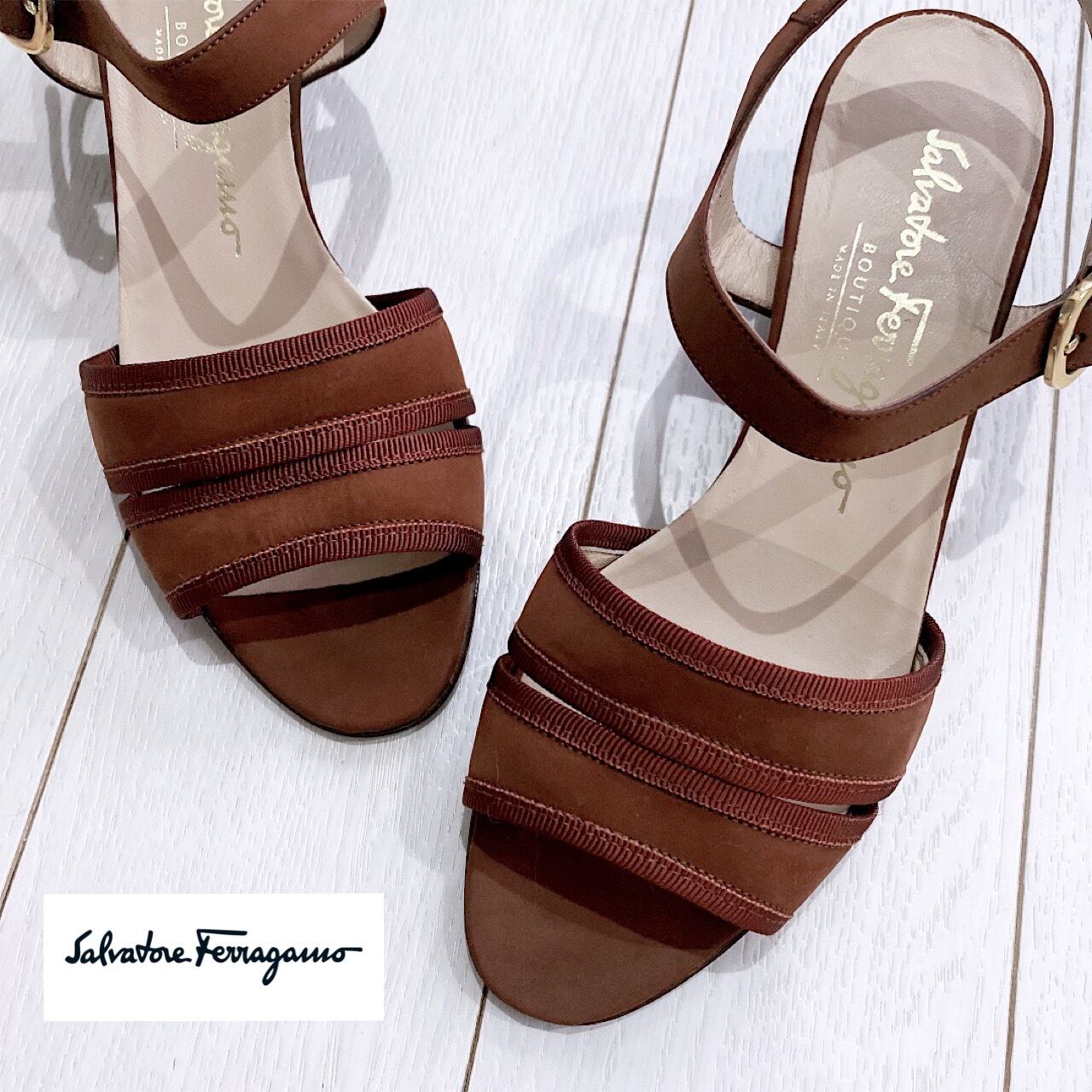 < Ferragamo > フェラガモイタリア製ブラウンストラップサンダル/デッドストック | JVINTAGE ジェイヴィンテージ