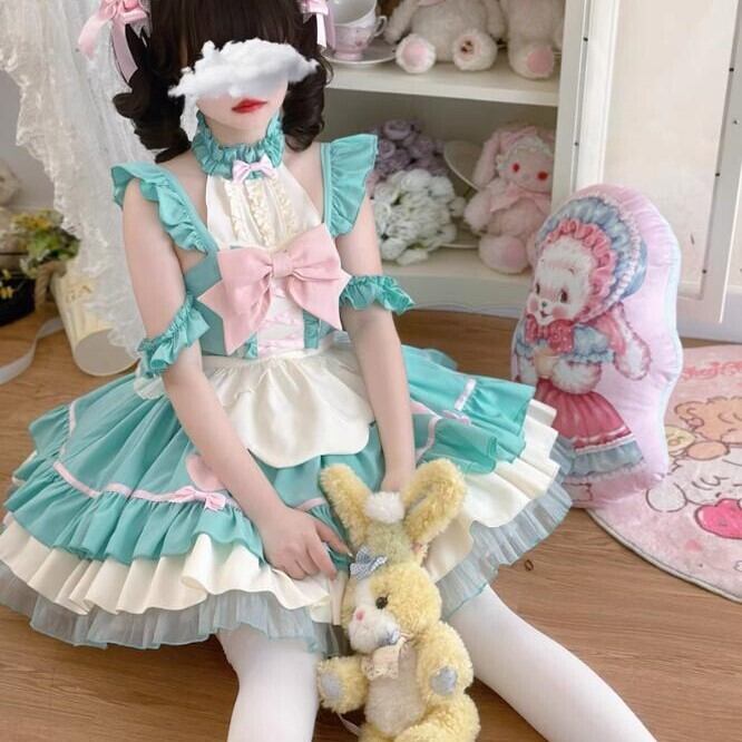 ゆめかわ♡全3カラー フリルリボンメイド服 ※カチューシャなし kos39  