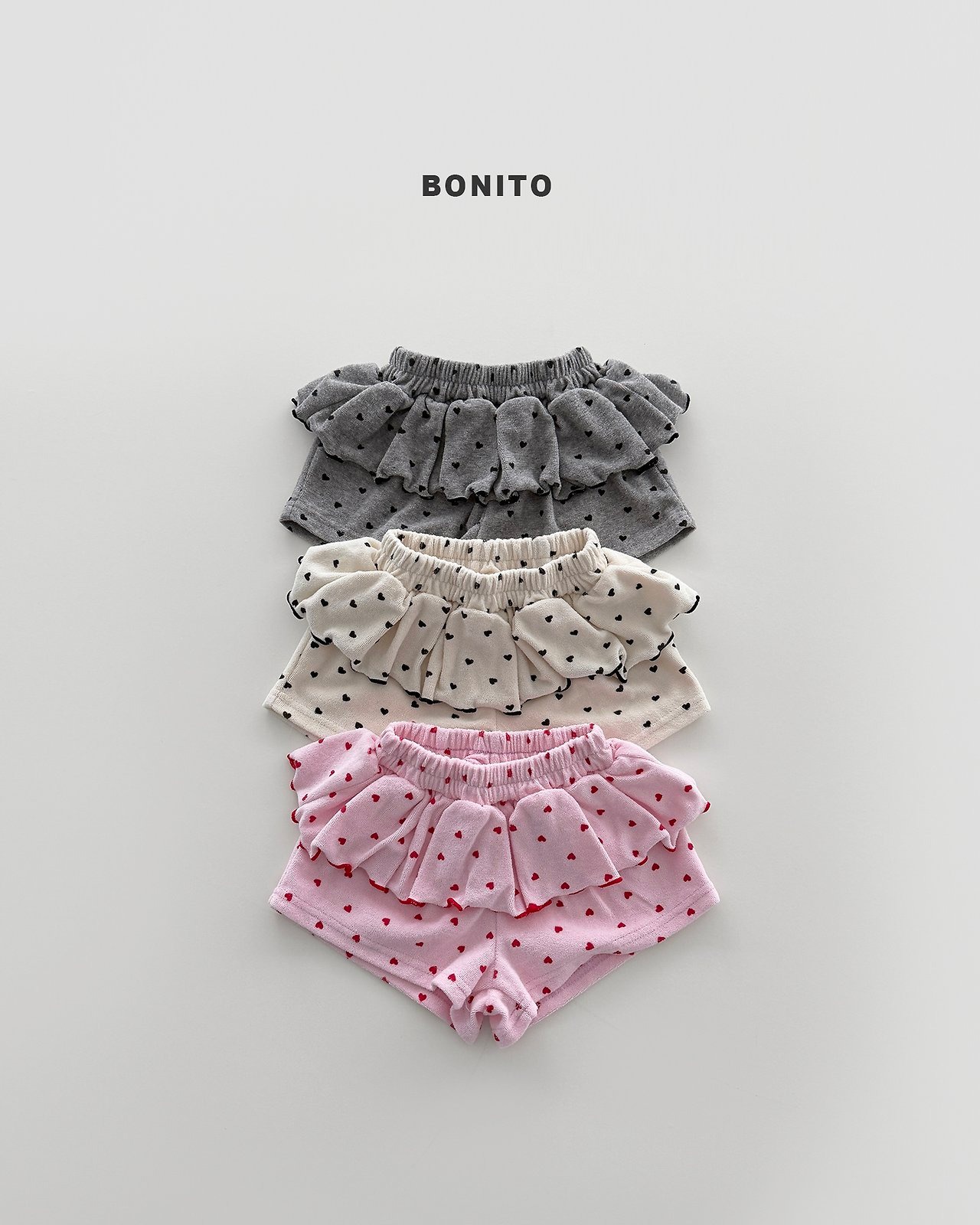 [BONITO] Mini heart frill shorts (JS/JM) / [보니토] 미니하트프릴쇼츠 (JS/JM)