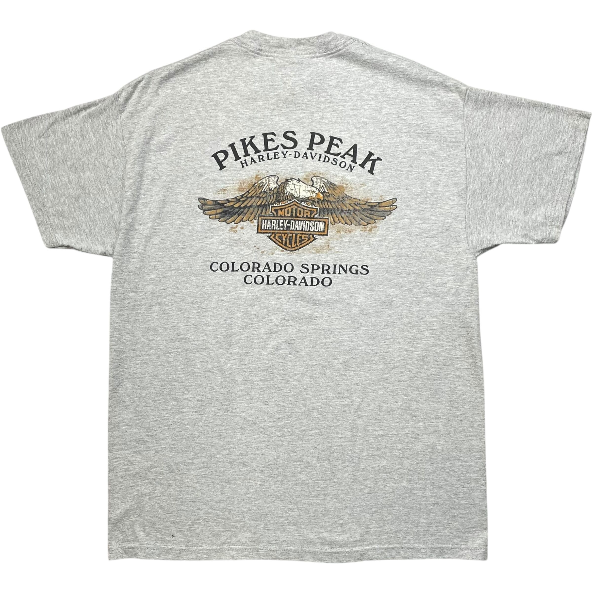 《L》 Harley-Davidson ハーレーダビッドソン Hanes ヘインズ Tシャツ イーグル 両面プリント グレー USA製 no.7681