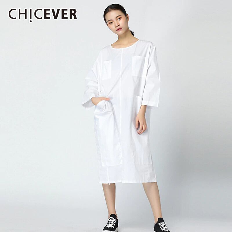 CHICEVER秋のチェック柄ドレスレディースOネック長袖ルーズビッグサイズレディースドレス2020服 ロング オータム 秋物 6base516468874376