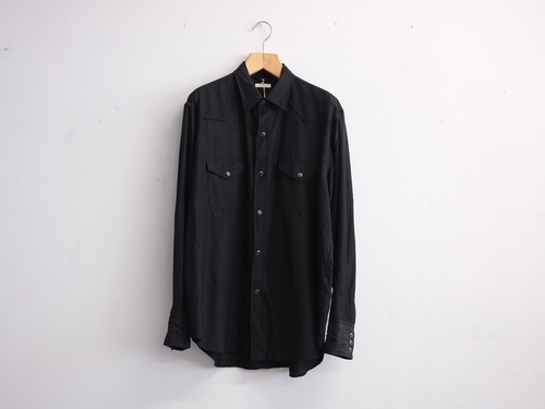 ULTERIOR “WASHED WOOL SILK TWILL WESTERN SHIRT BLACK”
