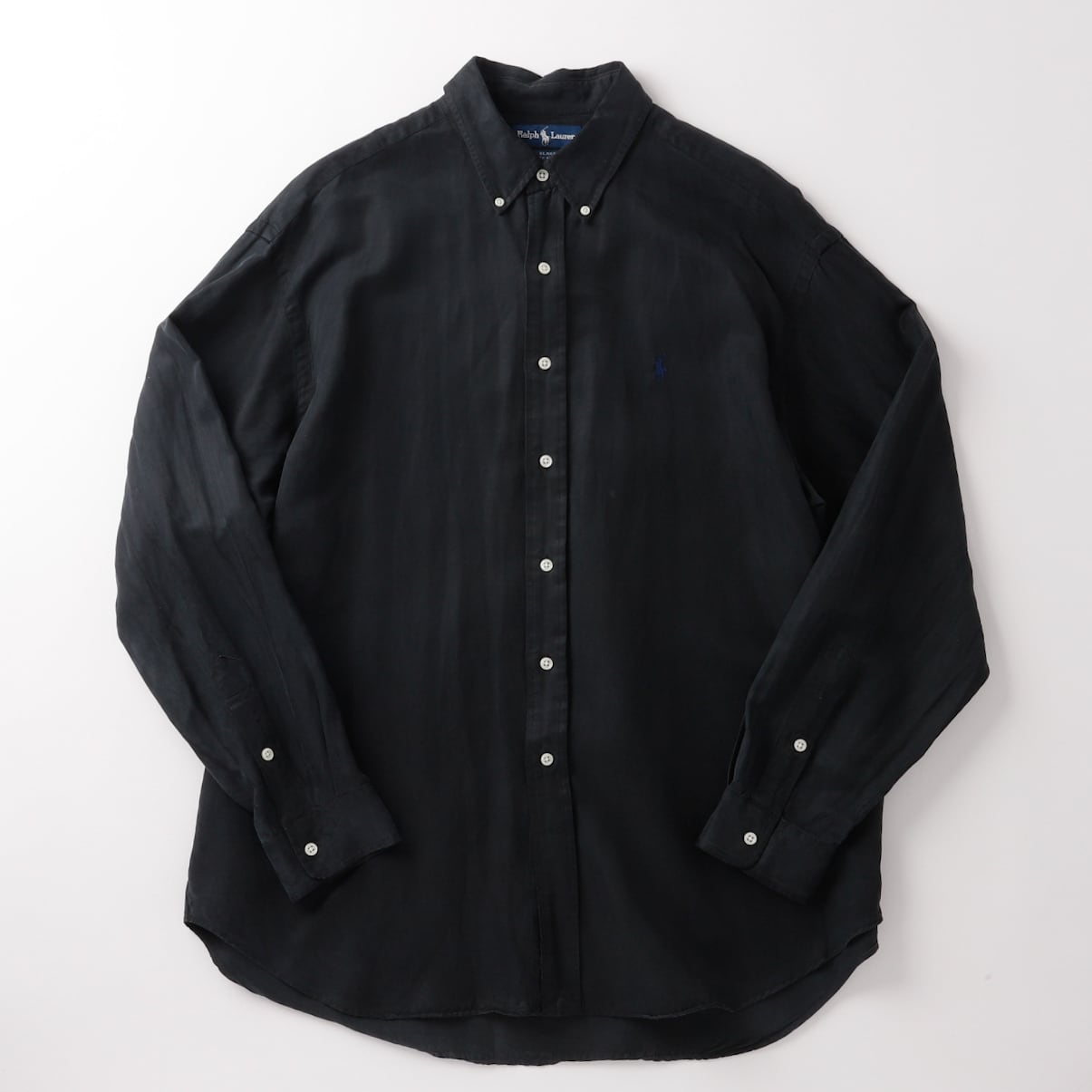 極美品】80s Ralph Lauren special silk linen shirt Black 