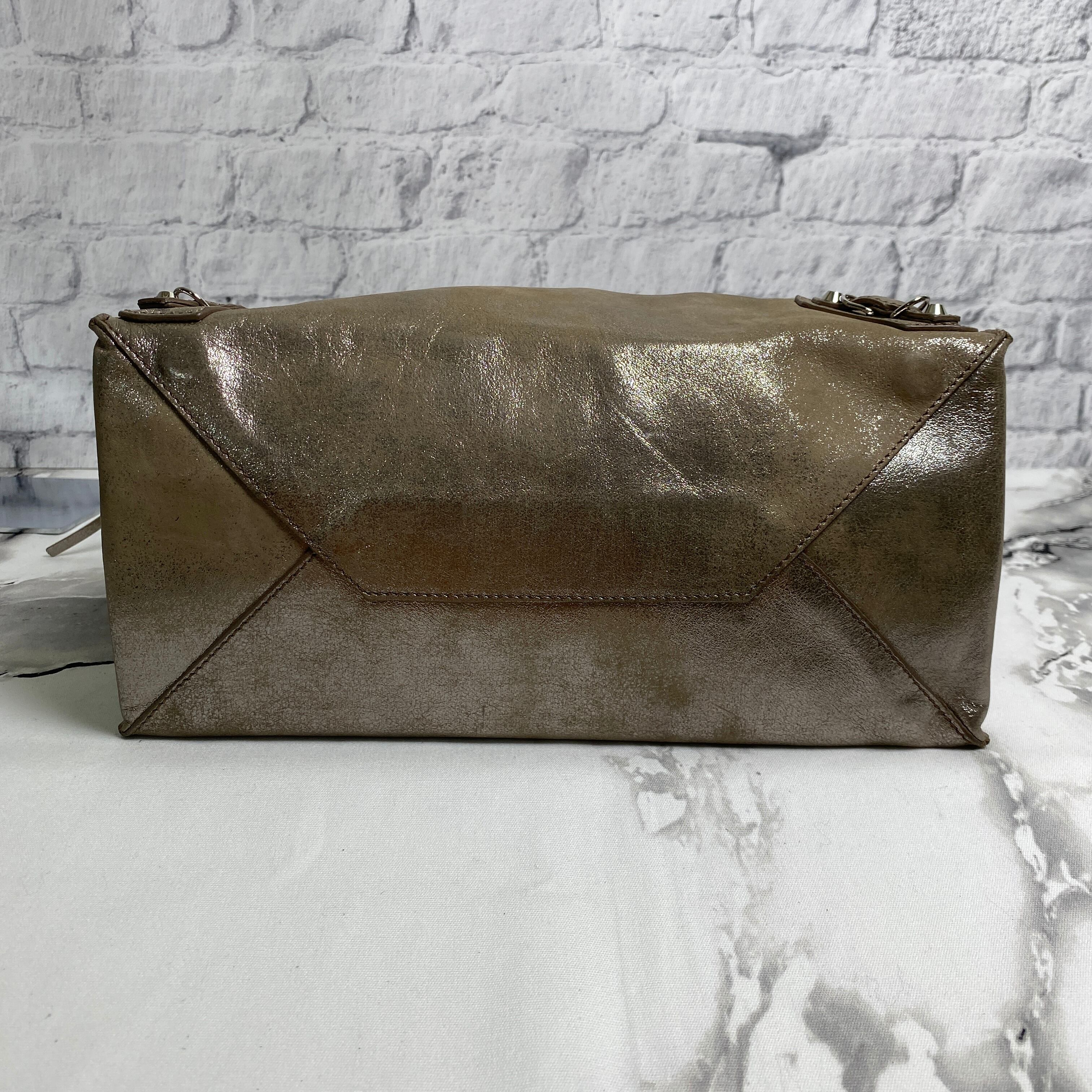BALENCIAGA バレンシアガ ザペーパー レザー グリッター トートバッグ グレージュ A-824 | JOLIJOU