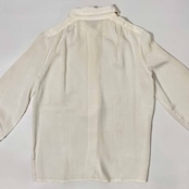 80s 90s Pierre Cardin ピエールカルダン 光沢感 比翼 長袖シャツ ブラウス 9/ホワイト レディース ビンテージ