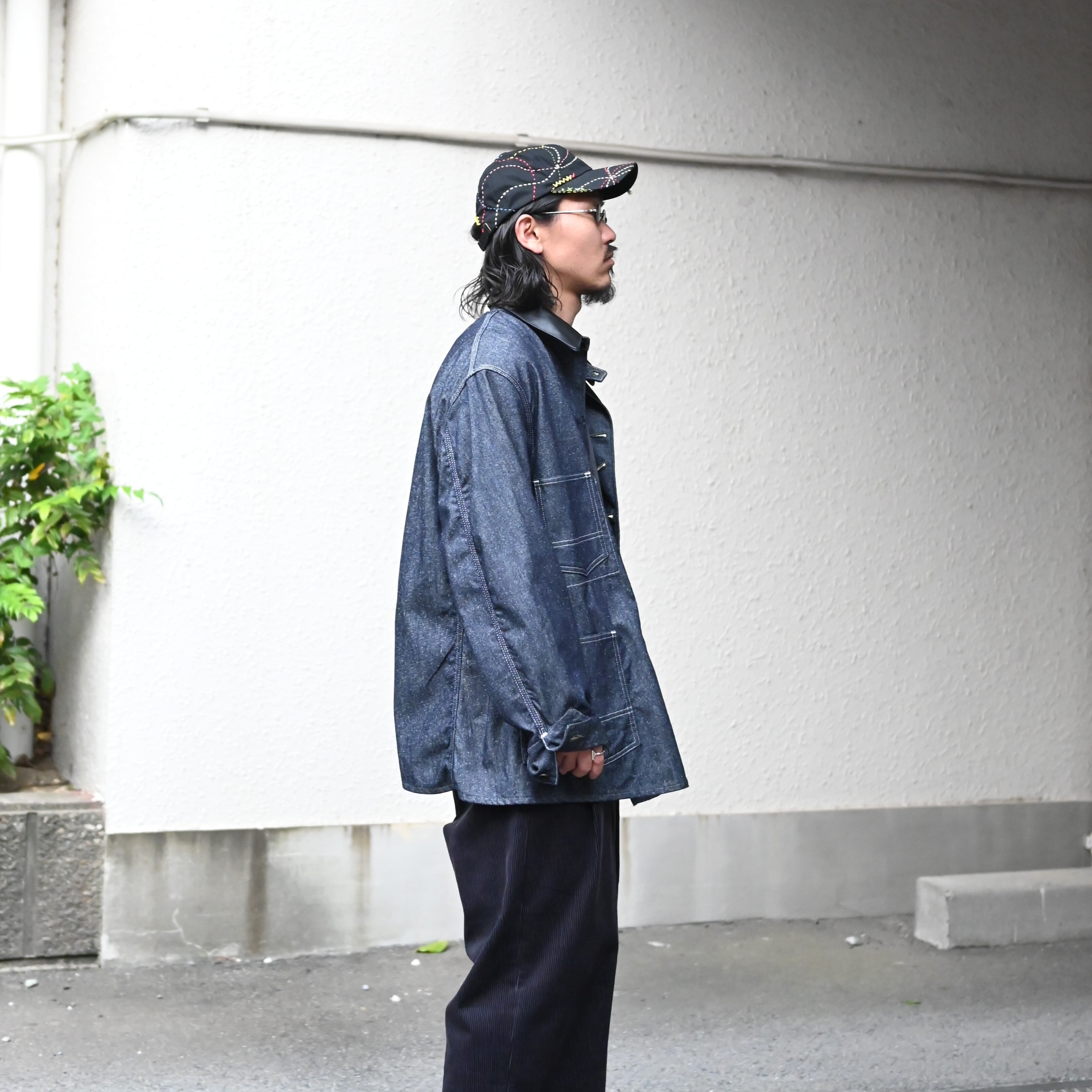 INTERIM / GOAT LEATHER COLLAR SILK NOIL DENIM 1st HERCULES