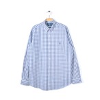 ラルフローレン カスタムフィット ボタンダウンシャツ 青系 ワンポイントロゴ ポケット RALPH LAUREN メンズM アメカジ 古着 @CA1253