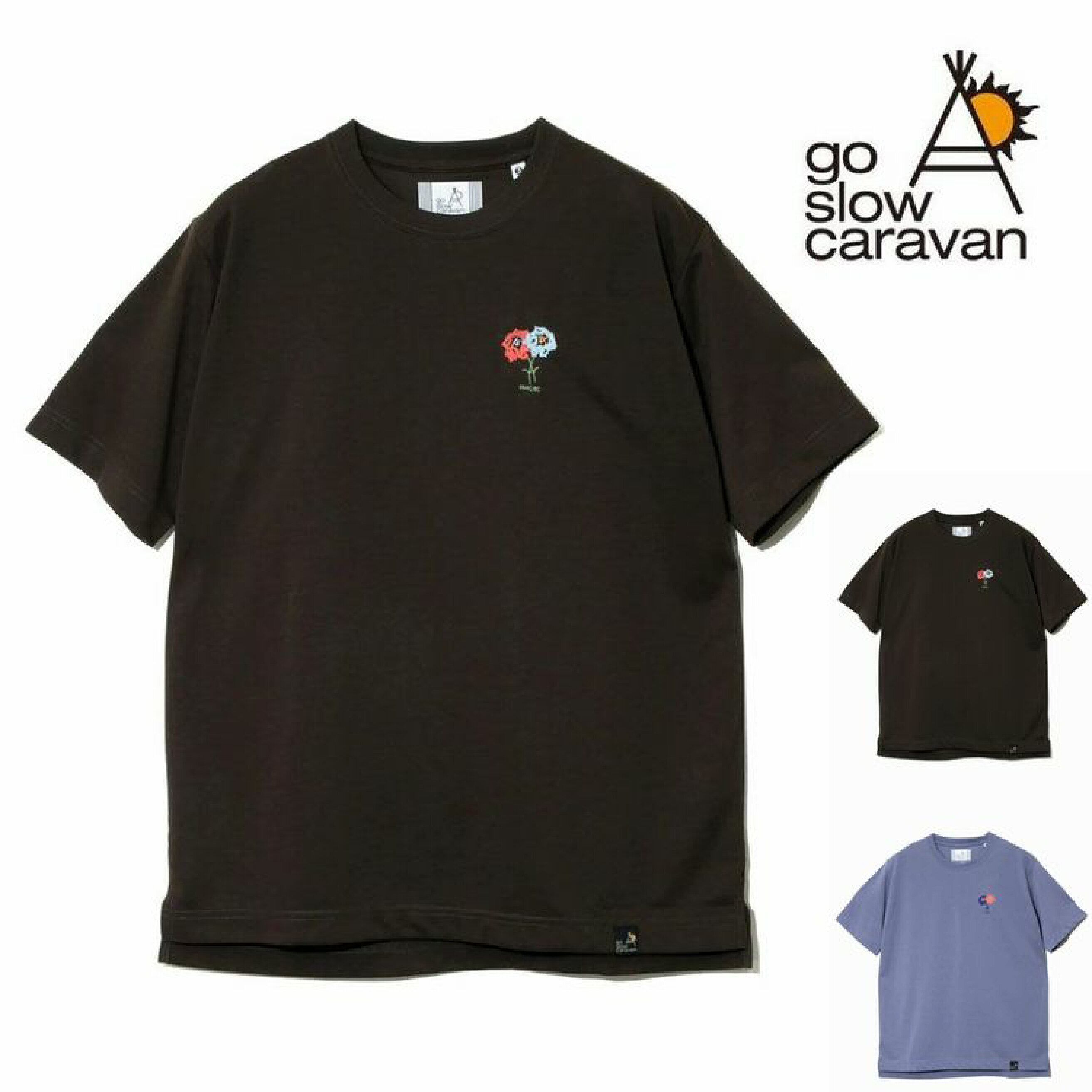 goslowcaravan Drymix フラワー刺繍Tee