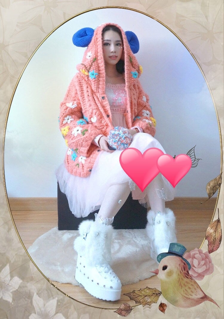 ☆コート フード ウール 毛糸 カーディガン オレンジ アニマル 帽子