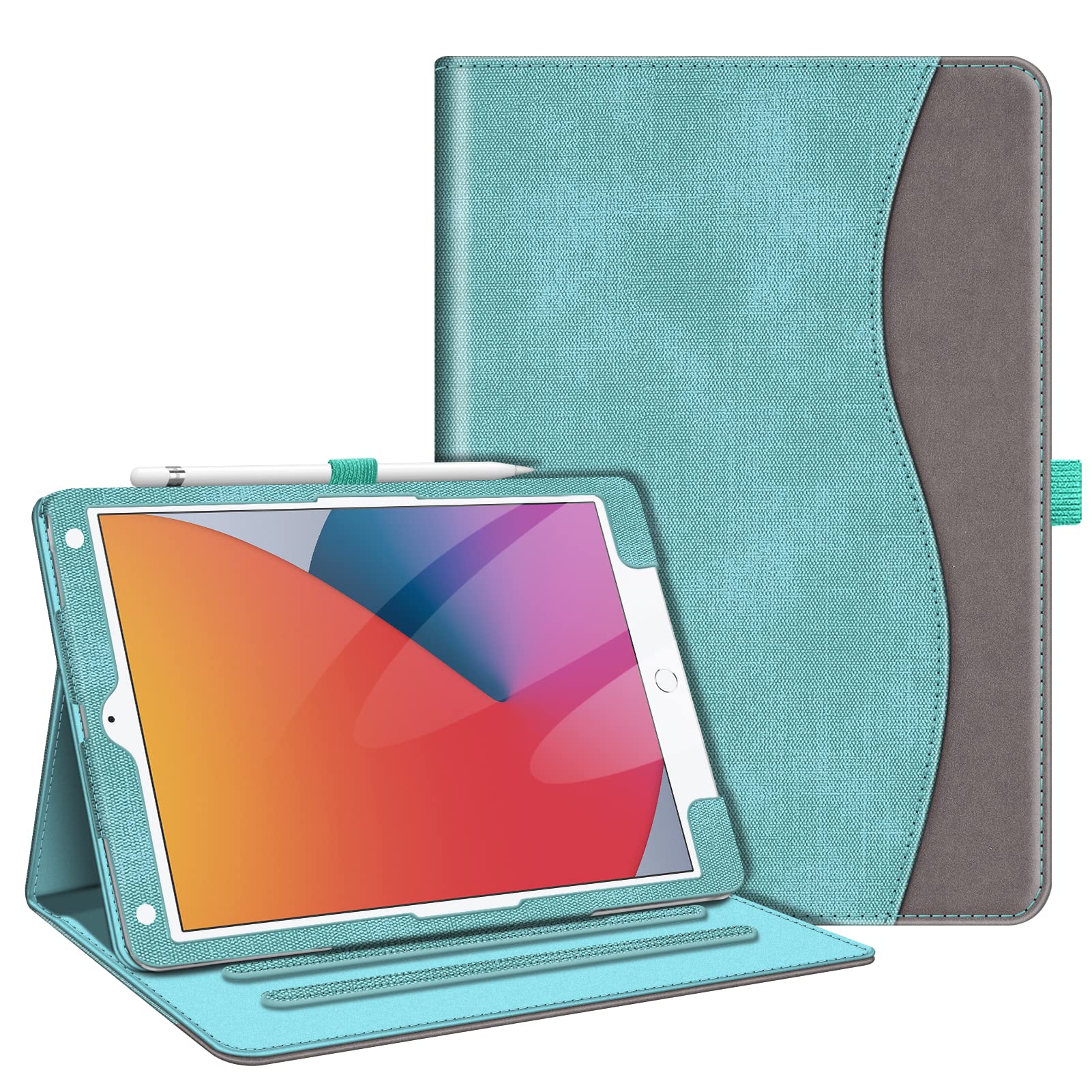 Fintie iPad 10.2用ケース 第9/8/7世代 2021/2020/2019 保護カバー 2つ折スタンド マルチ視角(ターコイズ)