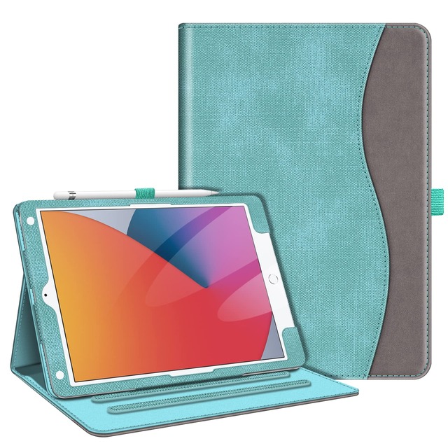 Fintie iPad 10.2用ケース 第9/8/7世代 2021/2020/2019 保護カバー 2つ折スタンド マルチ視角(ターコイズ)